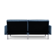 Tufted Futon Convertible Sofa Sleeper with Two Throw Pillows in Blue Velvet