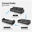 Tufted Futon Convertible Sofa Sleeper with Two Throw Pillows in Dark Grey Velvet