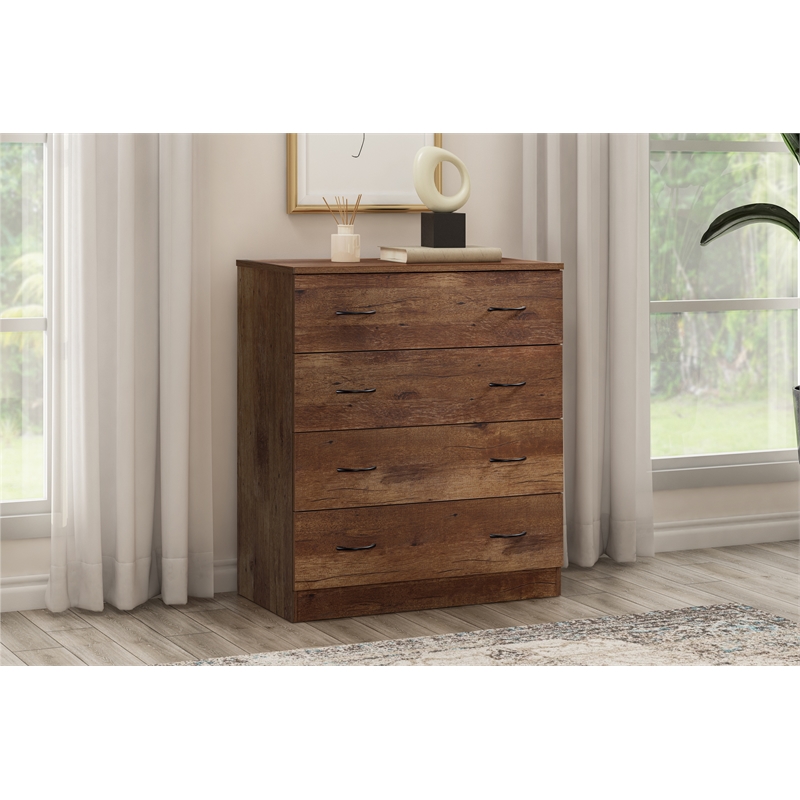 OS Home and Office Furniture Four Drawer Chest in Mountain Oak