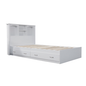 OS Home and Office Furniture Twin Size Bookcase Headboard and Platform Bed White