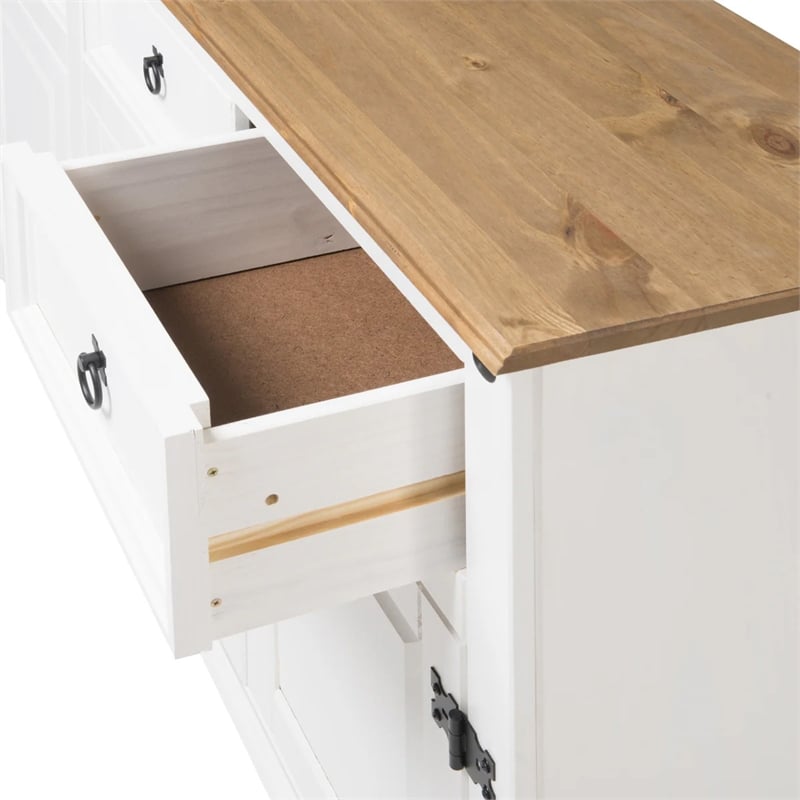 OS Home and Office Furniture Cottage Series Wood Buffet Sideboard in White