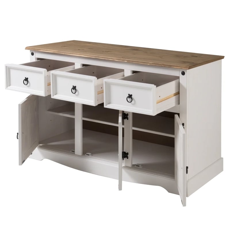 OS Home and Office Furniture Cottage Series Wood Buffet Sideboard in White