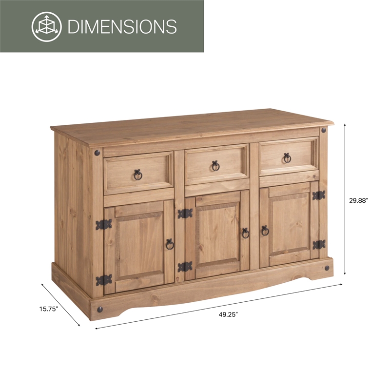 OS Home and Office Furniture Cottage Series Wood Buffet Sideboard in  Brown