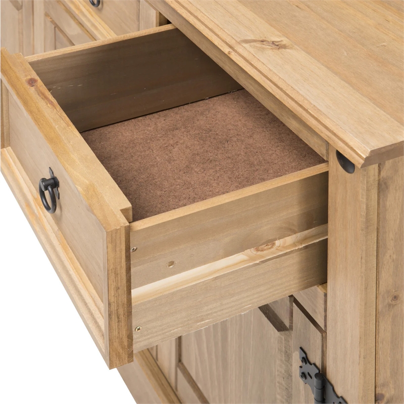 OS Home and Office Furniture Cottage Series Wood Buffet Sideboard in  Brown