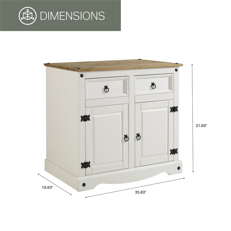 OS Home and Office Furniture Cottage Series Wood Buffet Sideboard in White