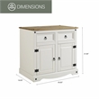 OS Home and Office Furniture Cottage Series Wood Buffet Sideboard in White