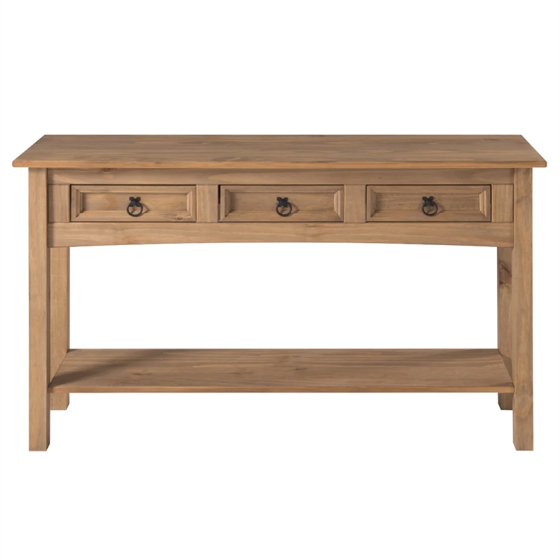 OS Home and Office Furniture Cottage Series Wood Hall Table Console in Brown