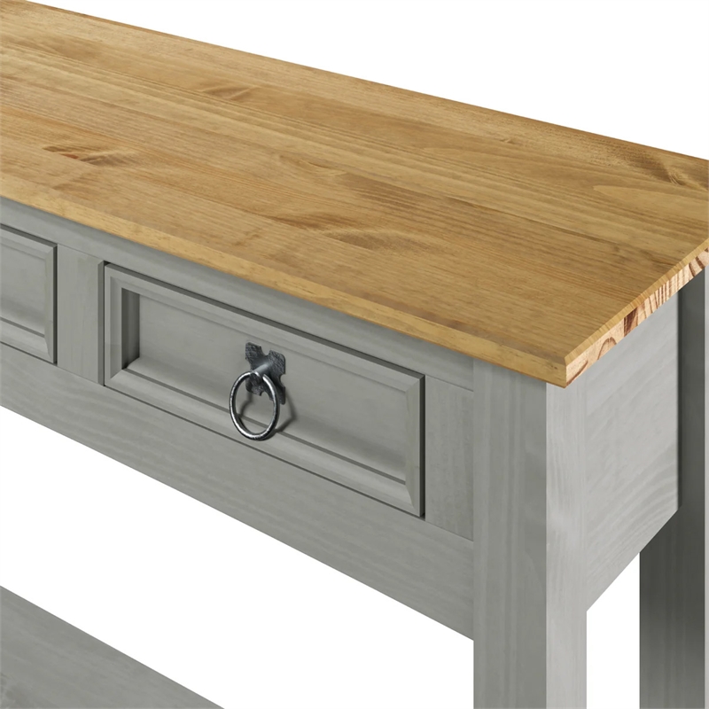 OS Home and Office Furniture Cottage Series Wood Hall Table Console in Gray