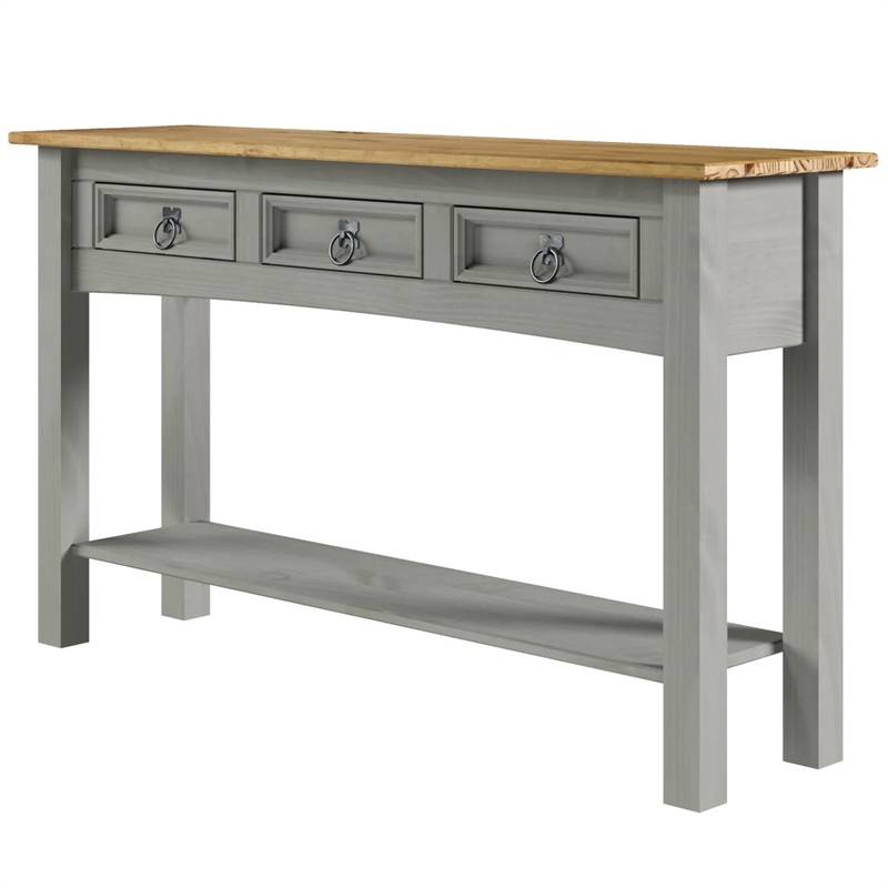 OS Home and Office Furniture Cottage Series Wood Hall Table Console in Gray