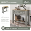 OS Home and Office Furniture Cottage Series Solid Wood Hall Table in Gray