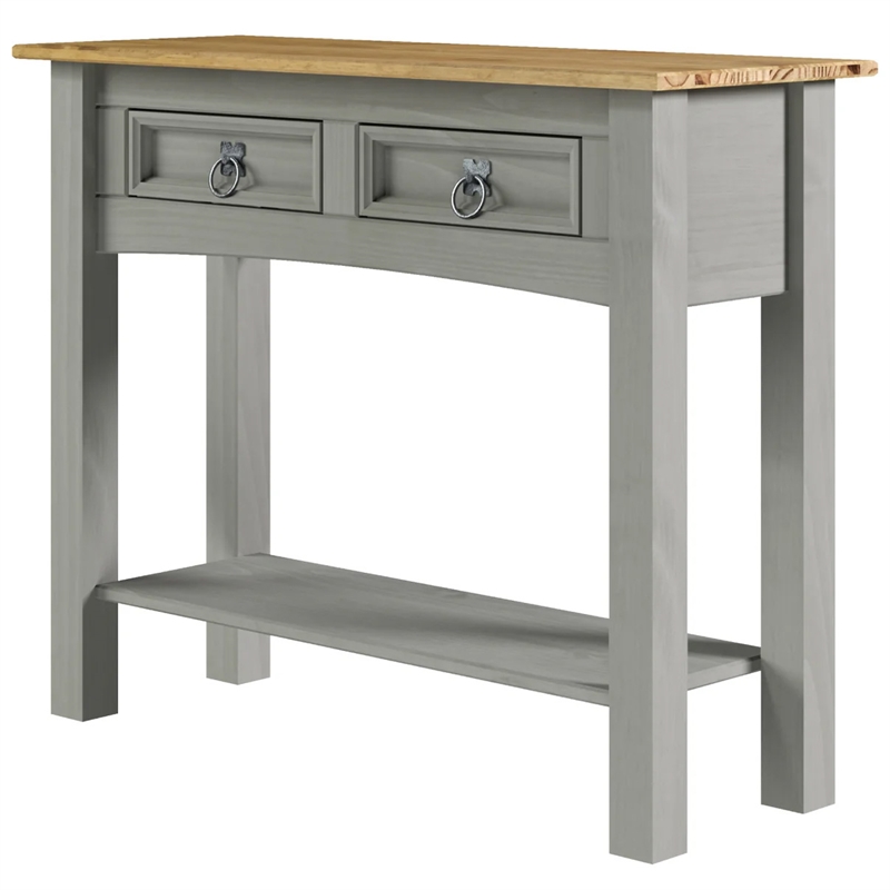 OS Home and Office Furniture Cottage Series Solid Wood Hall Table in Gray
