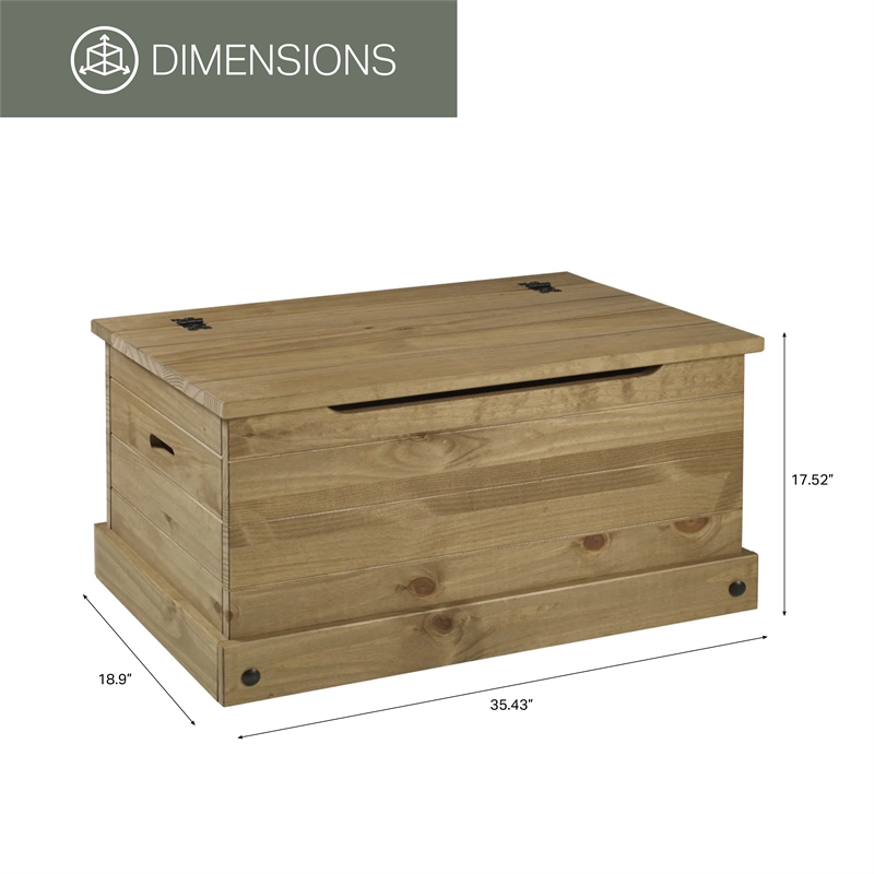 OS Home and Office Furniture Cottage Series Wood Storage Trunk in Brown