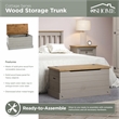 OS Home and Office Furniture Cottage Series Wood Storage Trunk in Gray