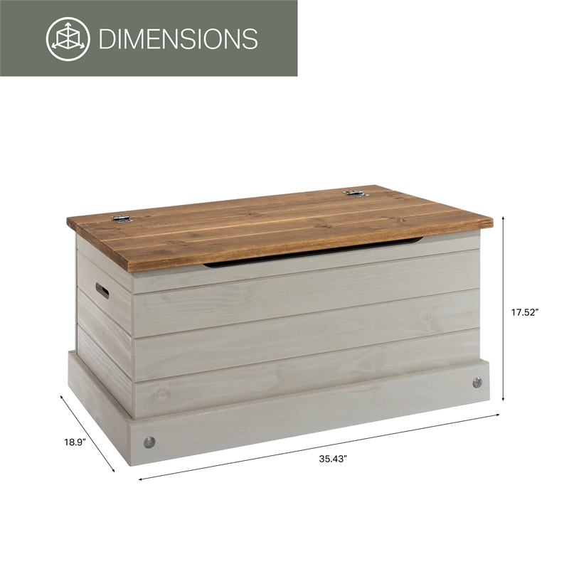 OS Home and Office Furniture Cottage Series Wood Storage Trunk in Gray