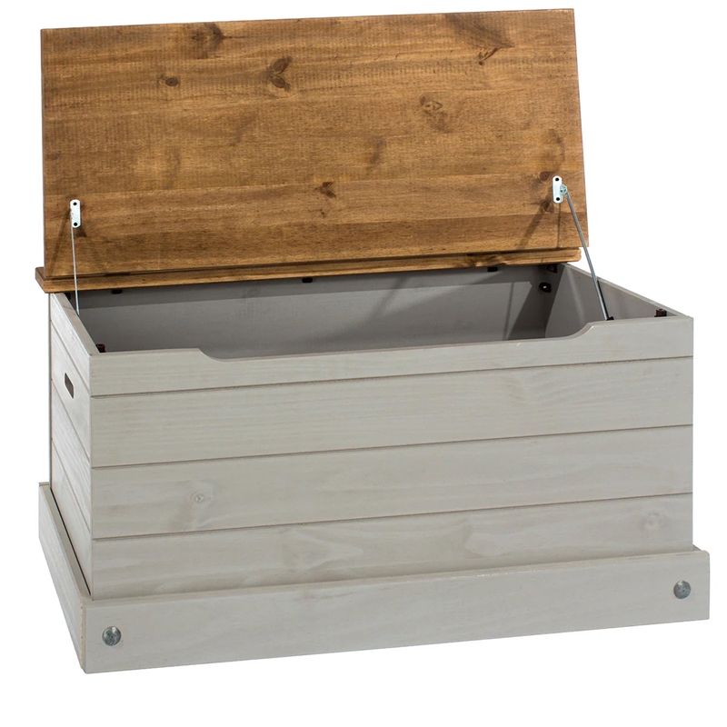 OS Home and Office Furniture Cottage Series Wood Storage Trunk in Gray