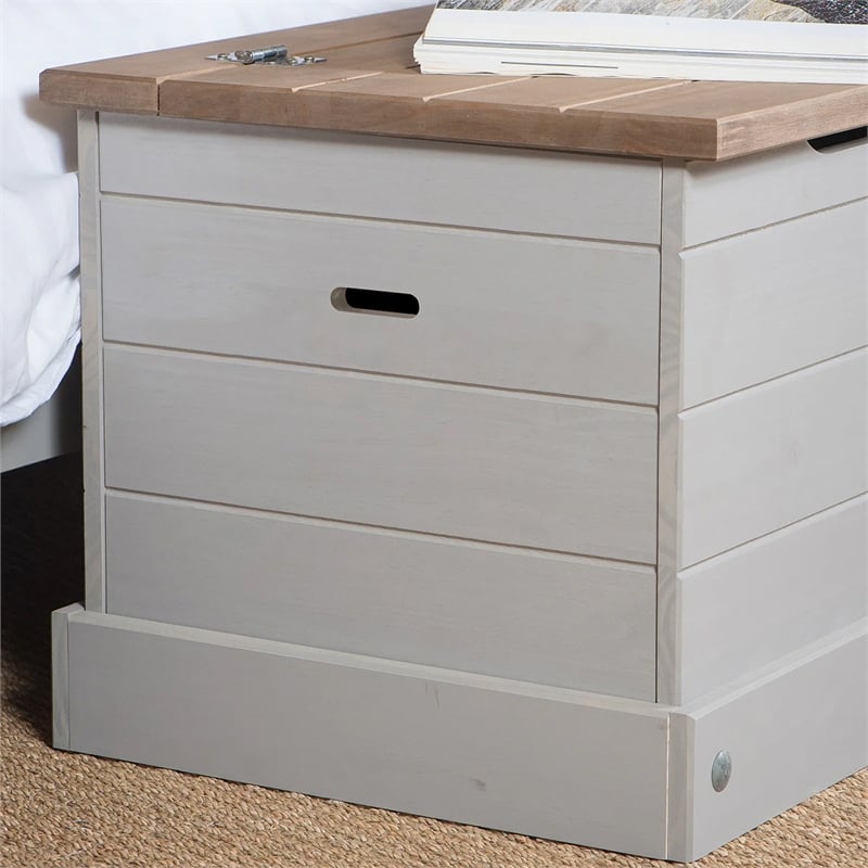 OS Home and Office Furniture Cottage Series Wood Storage Trunk in Gray