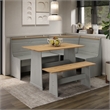 OS Home and Office Furniture Solid Pine Corner Dining Booth in Gray