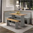 OS Home and Office Furniture Solid Pine Corner Dining Booth in Gray