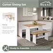 OS Home and Office Furniture Solid Pine Corner Dining Booth in White