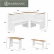 OS Home and Office Furniture Solid Pine Corner Dining Booth in White