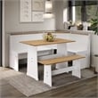 OS Home and Office Furniture Solid Pine Corner Dining Booth in White