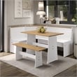 OS Home and Office Furniture Solid Pine Corner Dining Booth in White