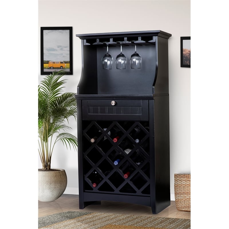 OS Home and Office Wine Cabinet in Black