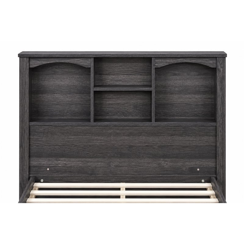 OSHOME Twin Size Black Storage Bookcase Headboard with Shelves