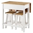 Solid Pine 3-Piece Farmhouse Folding Dining Table Set in Distressed White