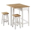 Solid Pine 3-Piece Farmhouse Folding Dining Table Set in Distressed White