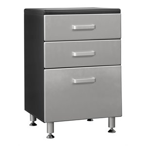 Tuff Stor 23.5&quot 3-drawer Contemporary Wood Garage Base Cabinet in Black/Silver