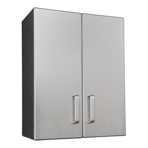 tuff stor 2-door contemporary wood overhead cabinet in silver/black