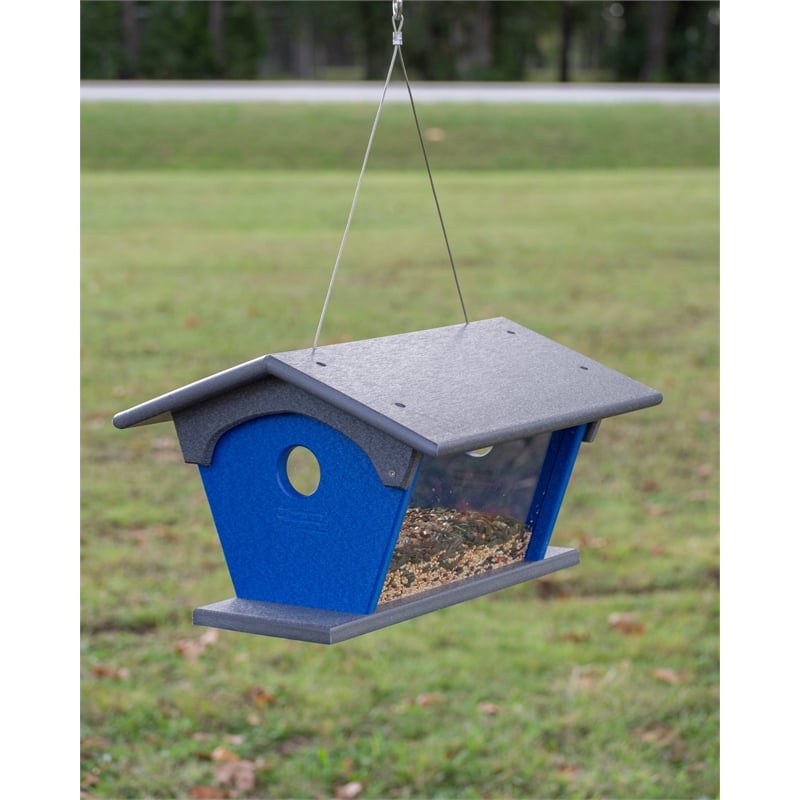 OUTDOOR LEISURE PRODUCTS Blue Bird Feeder Made with HDPE in Blue and Gray