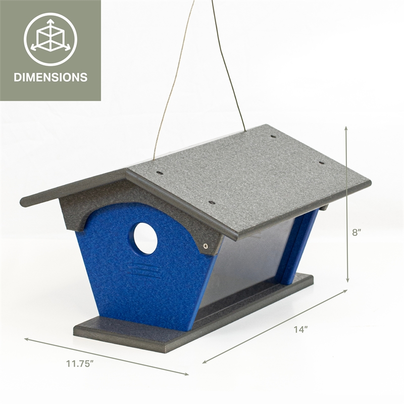 OUTDOOR LEISURE PRODUCTS Blue Bird Feeder Made with HDPE in Blue and Gray