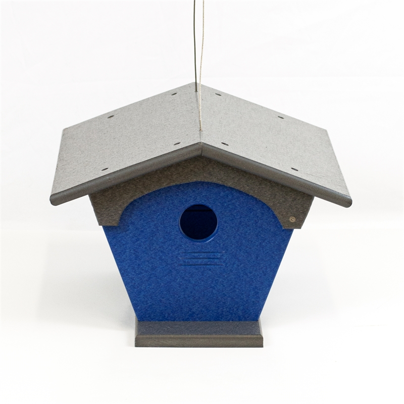 OUTDOOR LEISURE PRODUCTS Blue Bird Feeder Made with HDPE in Blue and Gray