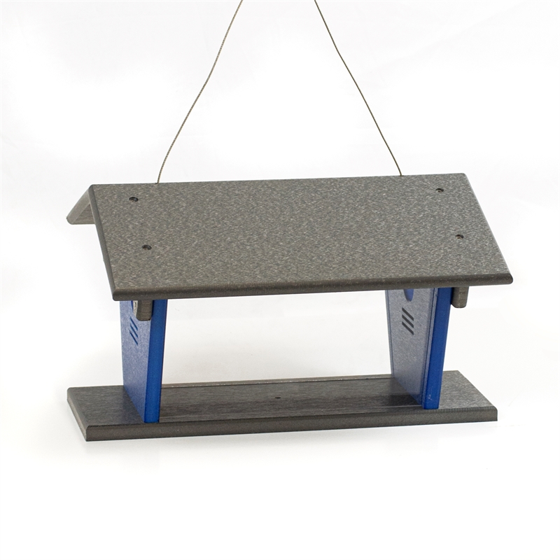 OUTDOOR LEISURE PRODUCTS Blue Bird Feeder Made with HDPE in Blue and Gray