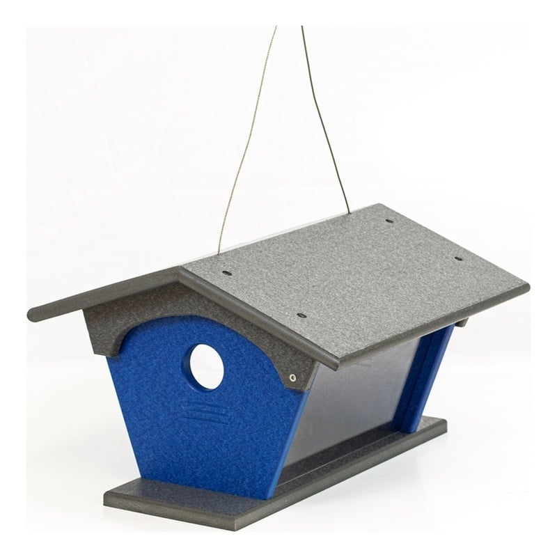 OUTDOOR LEISURE PRODUCTS Blue Bird Feeder Made with HDPE in Blue and Gray
