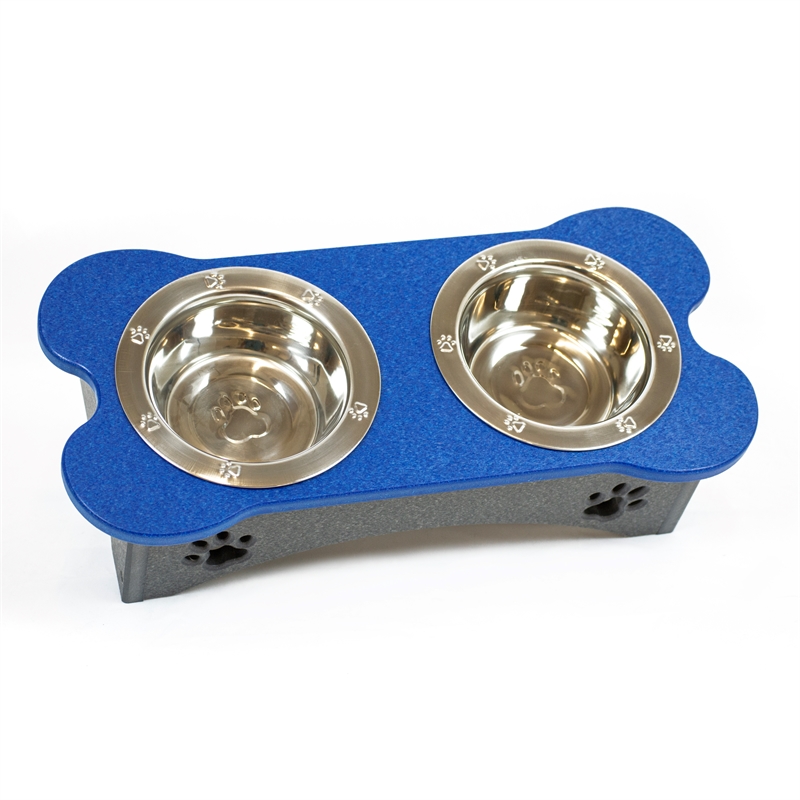 OUTDOOR LEISURE PRODUCTS 4 1/2 Inch High Water and Food Bowls in Blue and Gray