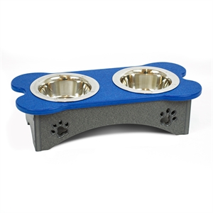 OUTDOOR LEISURE PRODUCTS 4 1/2 Inch High Water and Food Bowls in Blue and Gray