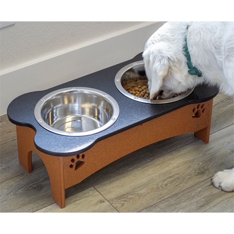 OUTDOOR LEISURE PRODUCTS 8 Inch High Water and Food Bowl in Black and Cedar