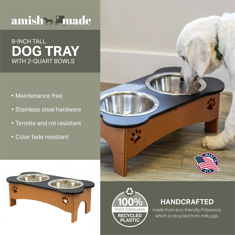 OUTDOOR LEISURE PRODUCTS 8 Inch High Water and Food Bowl in Black and Cedar