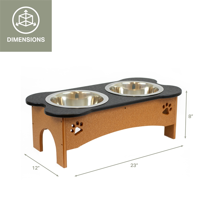 OUTDOOR LEISURE PRODUCTS 8 Inch High Water and Food Bowl in Black and Cedar