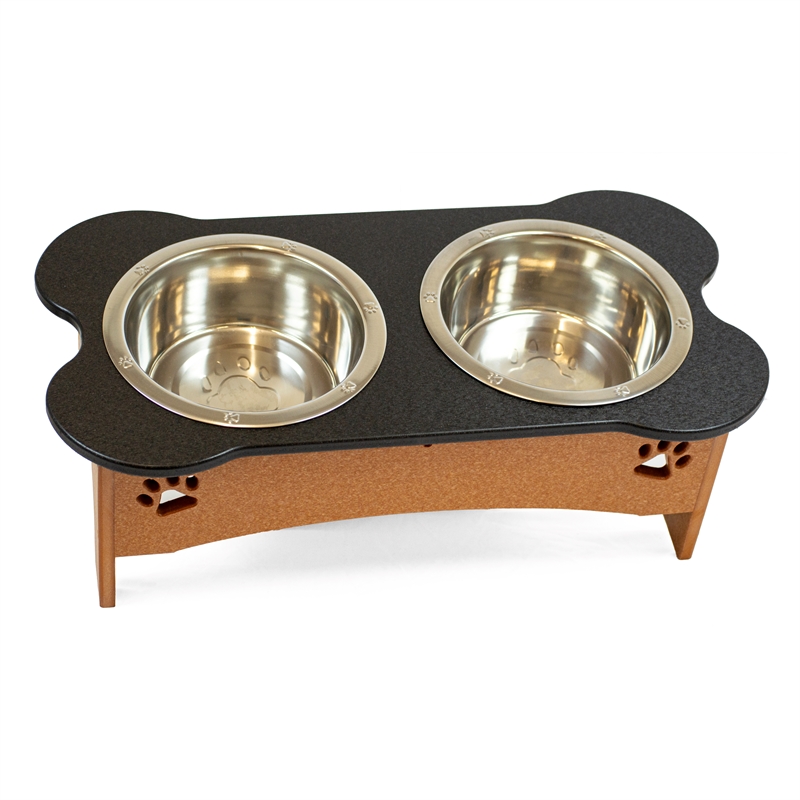 OUTDOOR LEISURE PRODUCTS 8 Inch High Water and Food Bowl in Black and Cedar