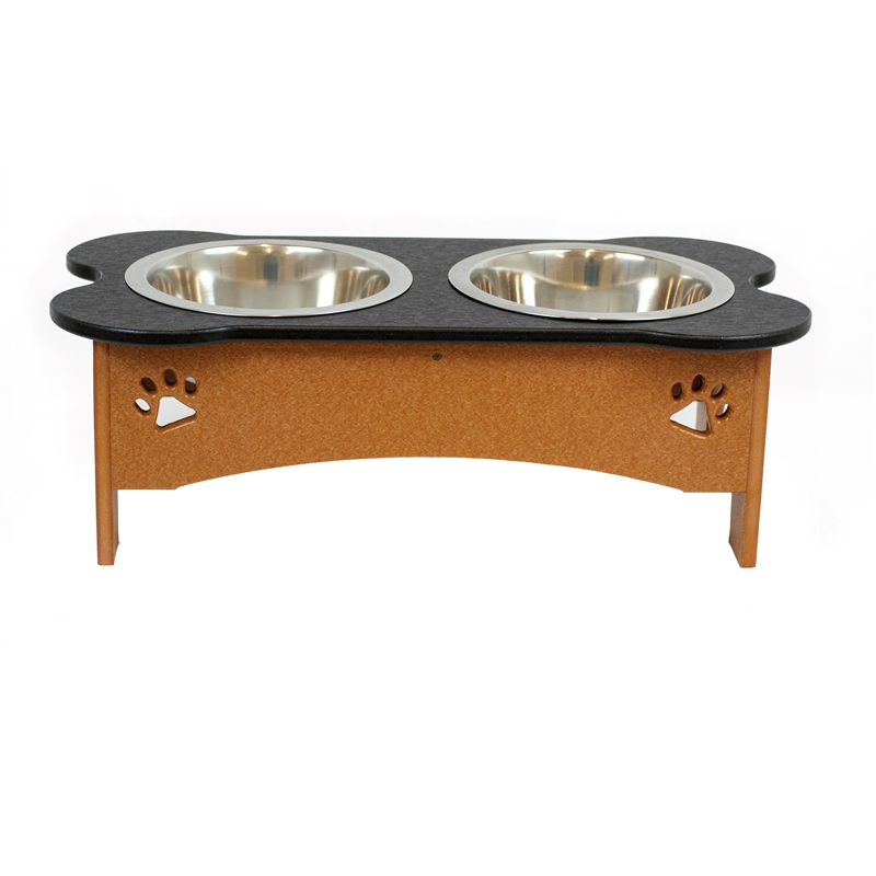 OUTDOOR LEISURE PRODUCTS 8 Inch High Water and Food Bowl in Black and Cedar