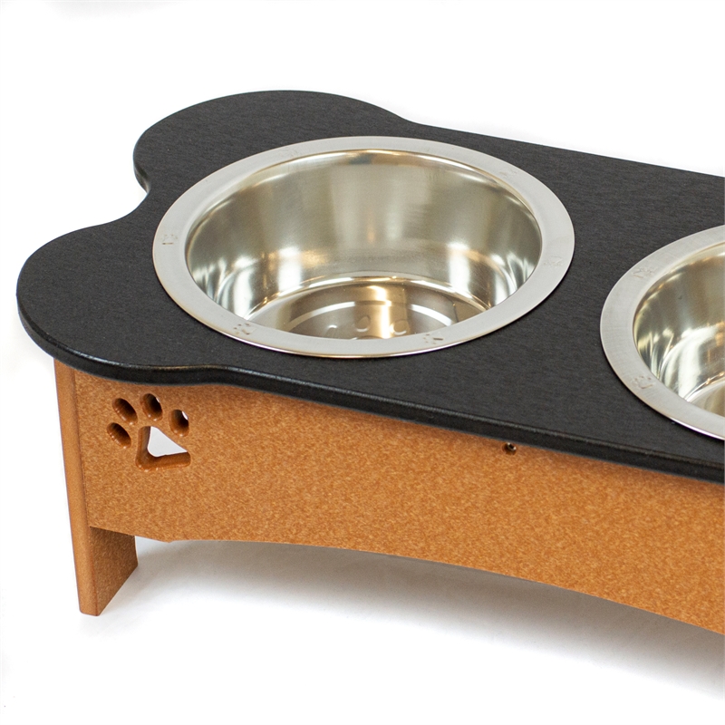 OUTDOOR LEISURE PRODUCTS 8 Inch High Water and Food Bowl in Black and Cedar