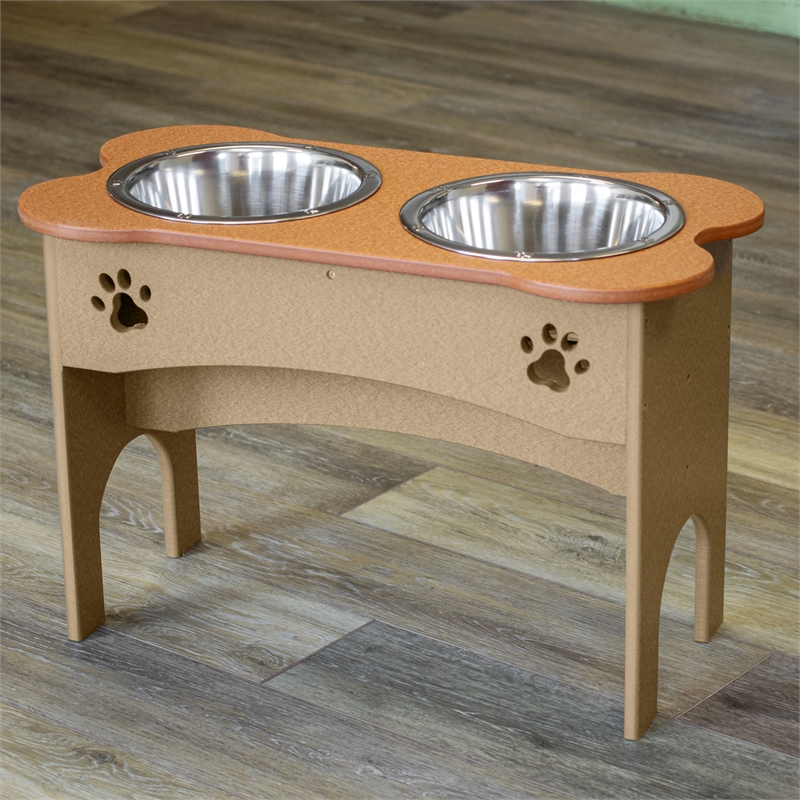 OUTDOOR LEISURE PRODUCTS 15 Inch High Water and Food Bowl in Cedar & Weatherwood