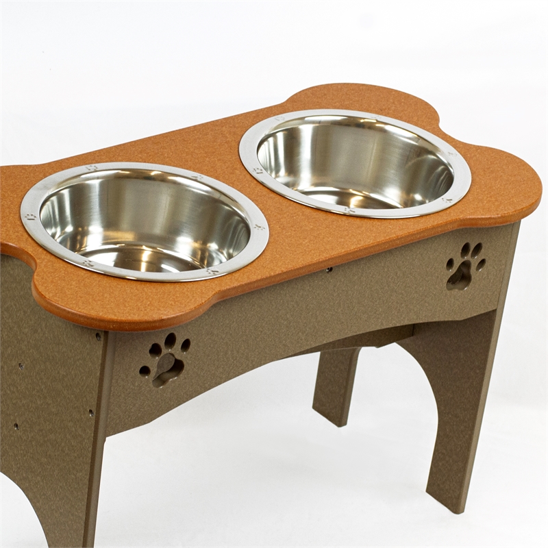OUTDOOR LEISURE PRODUCTS 15 Inch High Water and Food Bowl in Cedar & Weatherwood