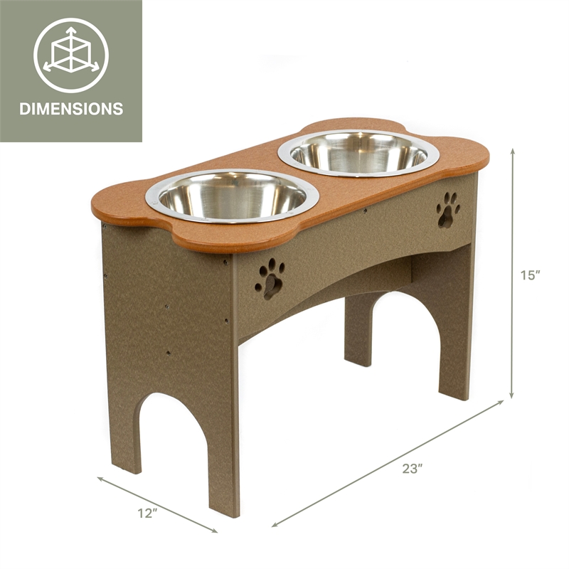 OUTDOOR LEISURE PRODUCTS 15 Inch High Water and Food Bowl in Cedar & Weatherwood
