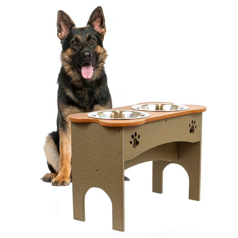 OUTDOOR LEISURE PRODUCTS 15 Inch High Water and Food Bowl in Cedar & Weatherwood