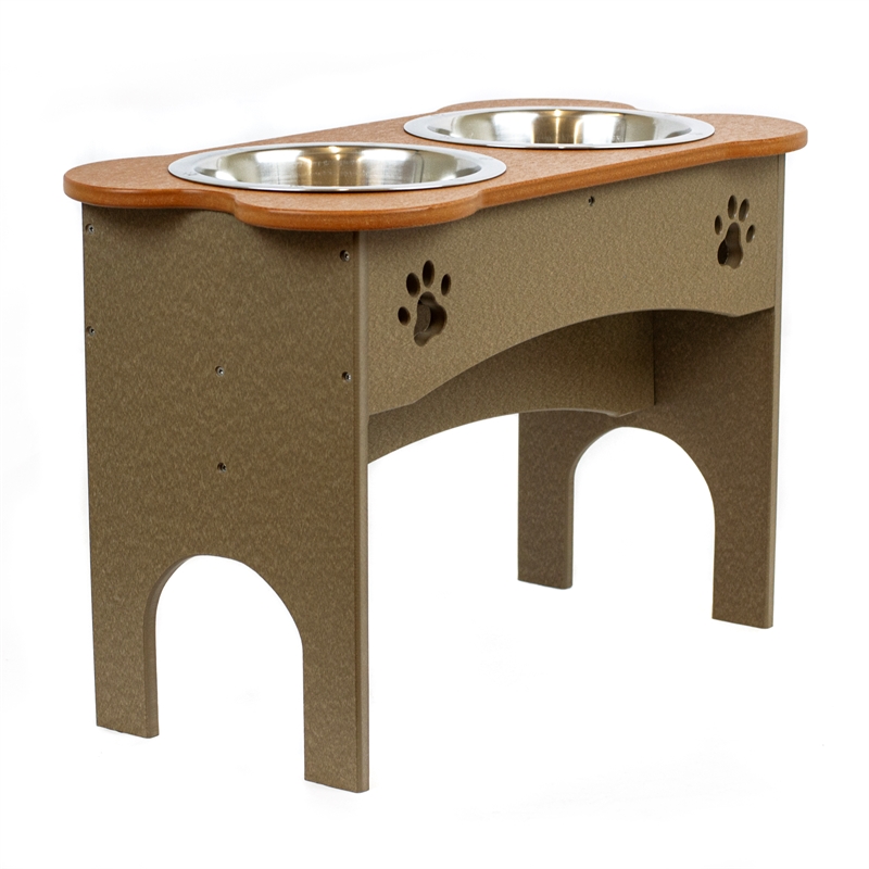 OUTDOOR LEISURE PRODUCTS 15 Inch High Water and Food Bowl in Cedar & Weatherwood